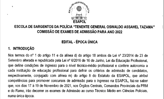 Edital de Escola de Sargentos da Polícia (ESPOL) 2022 PDF